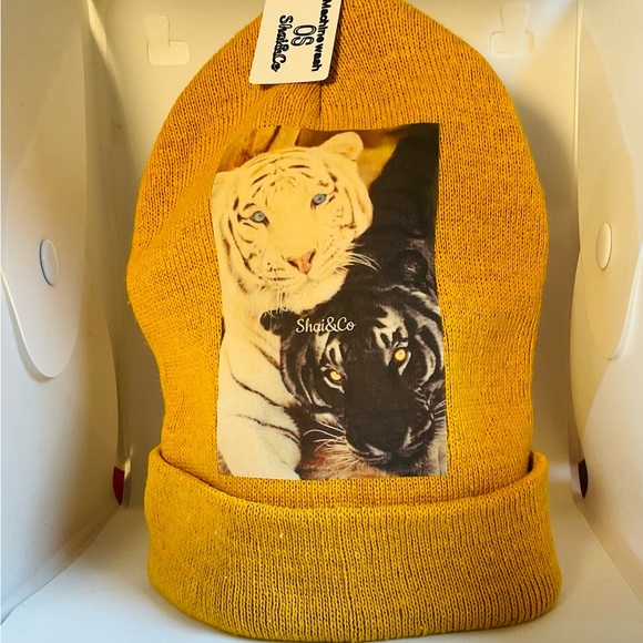 Graphic Designed Beanies (MUSTARD/BROWN) SEE PICTURES - Picture 1 of 7